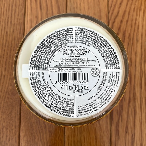 NWT Bath & Body Works Caramel Brûlée Latte Three Wick Scented Candle - Picture 7 of 8